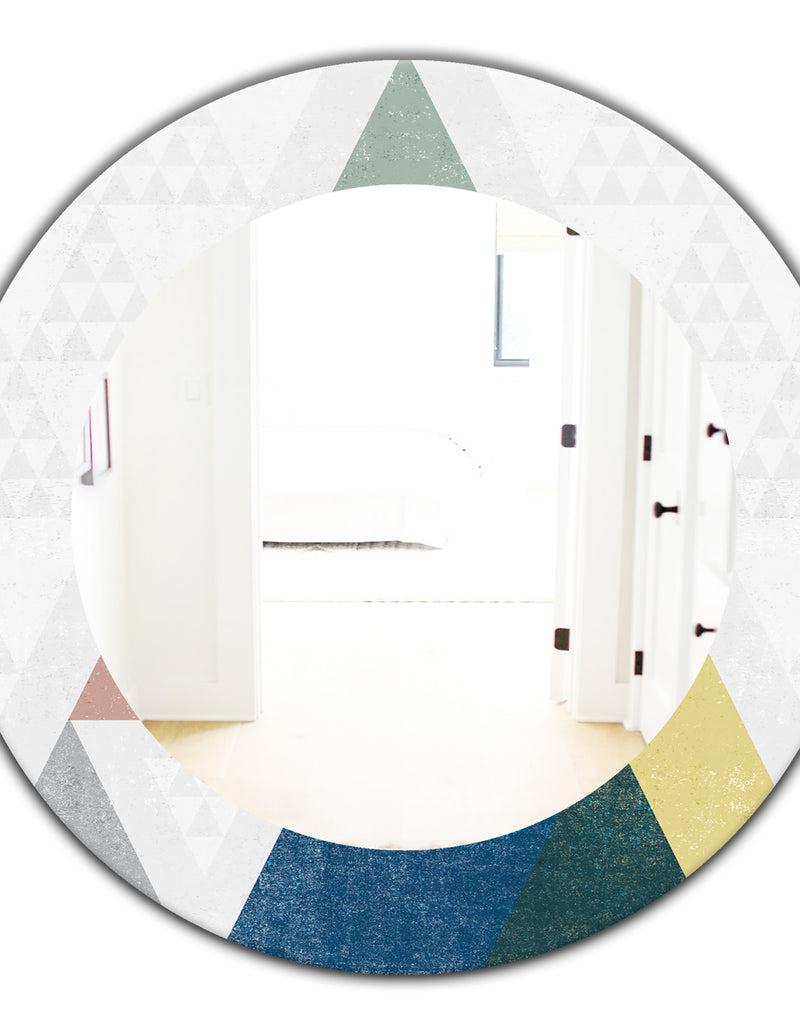 DesignQ Geometrical Composition Triangles I - Modern Mirror - Frameless Oval Or Round Wall Mirror