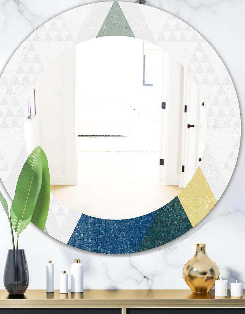 DesignQ Geometrical Composition Triangles I - Modern Mirror - Frameless Oval or Round Wall Mirror