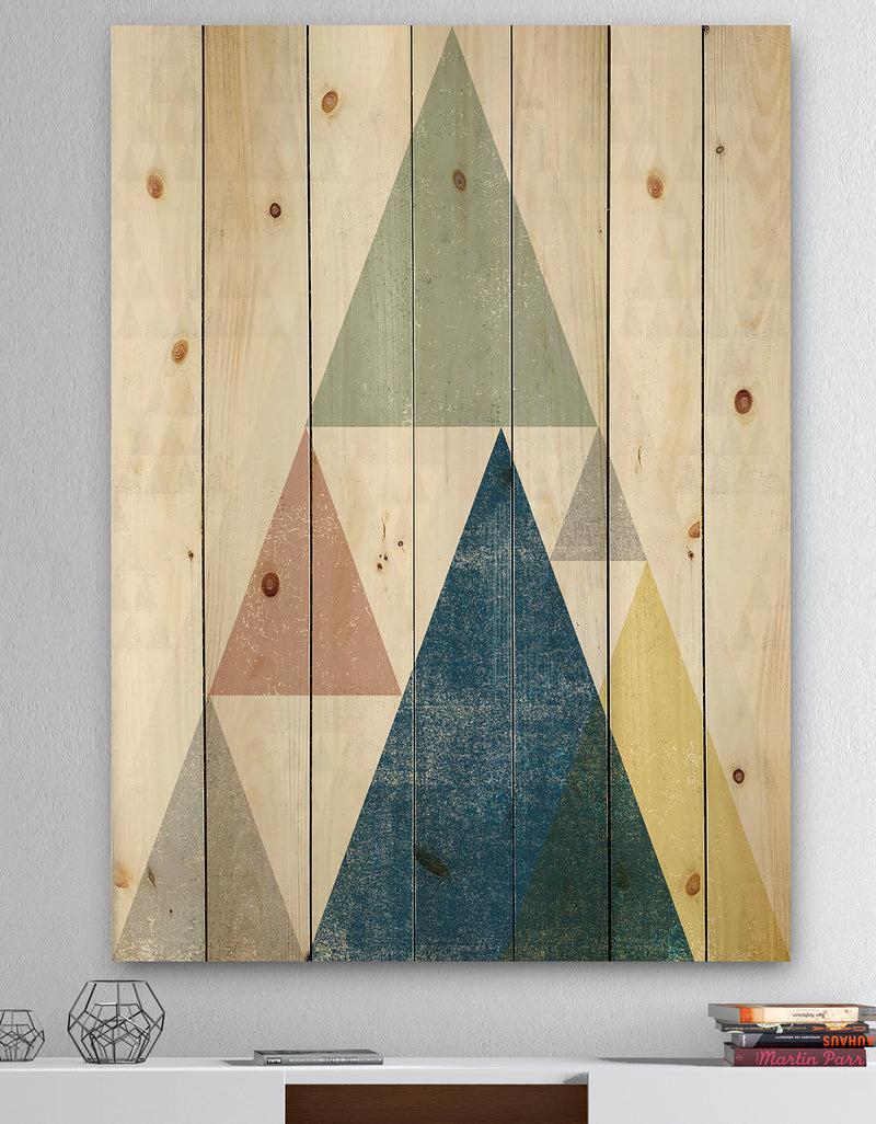 DesignQ Geometrical Composition Triangles I - Modern & Transitional Print on Natural Pine Wood