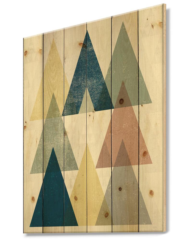 DesignQ Geometrical Composition Triangles II - Modern & Transitional Print On Natural Pine Wood