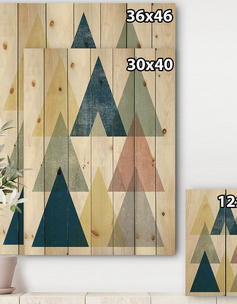 DesignQ Geometrical Composition Triangles II - Modern & Transitional Print On Natural Pine Wood