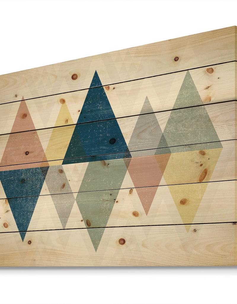 DesignQ Geometrical Composition Triangles III - Modern & Transitional Print On Natural Pine Wood