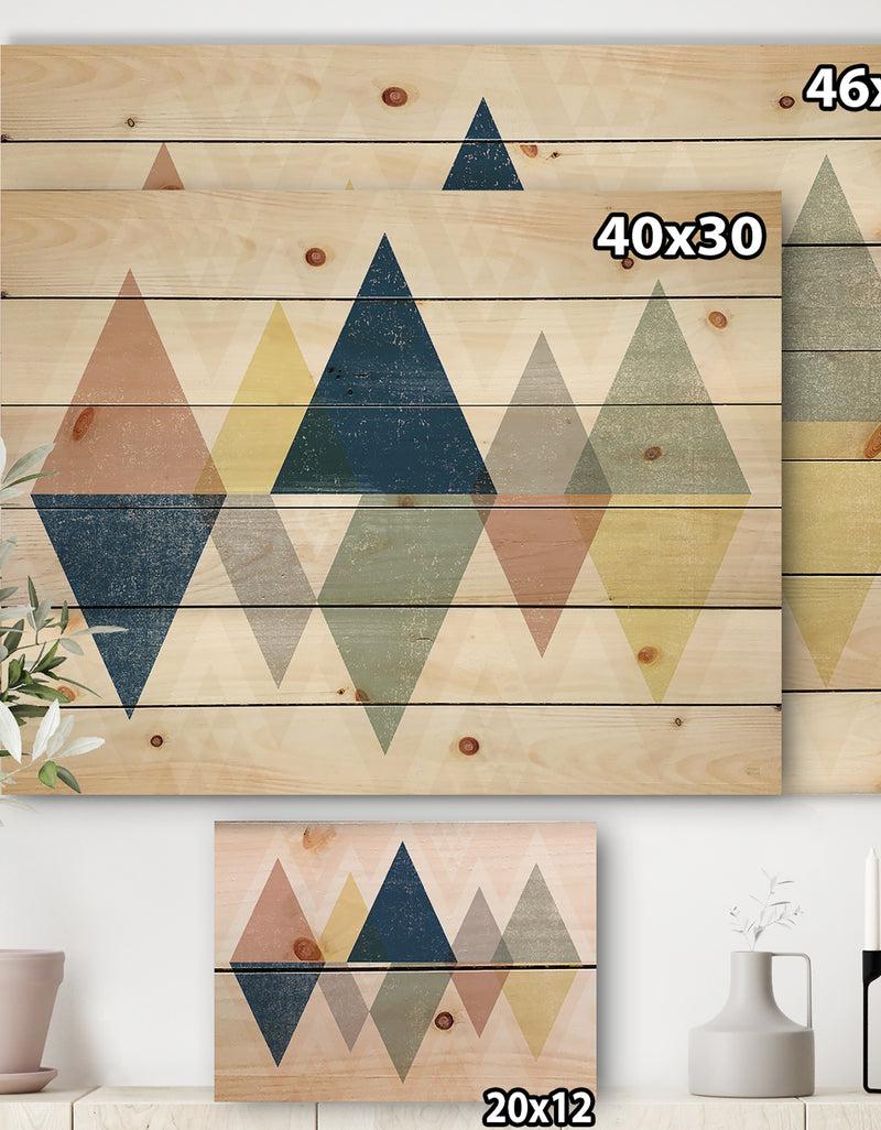 DesignQ Geometrical Composition Triangles III - Modern & Transitional Print On Natural Pine Wood