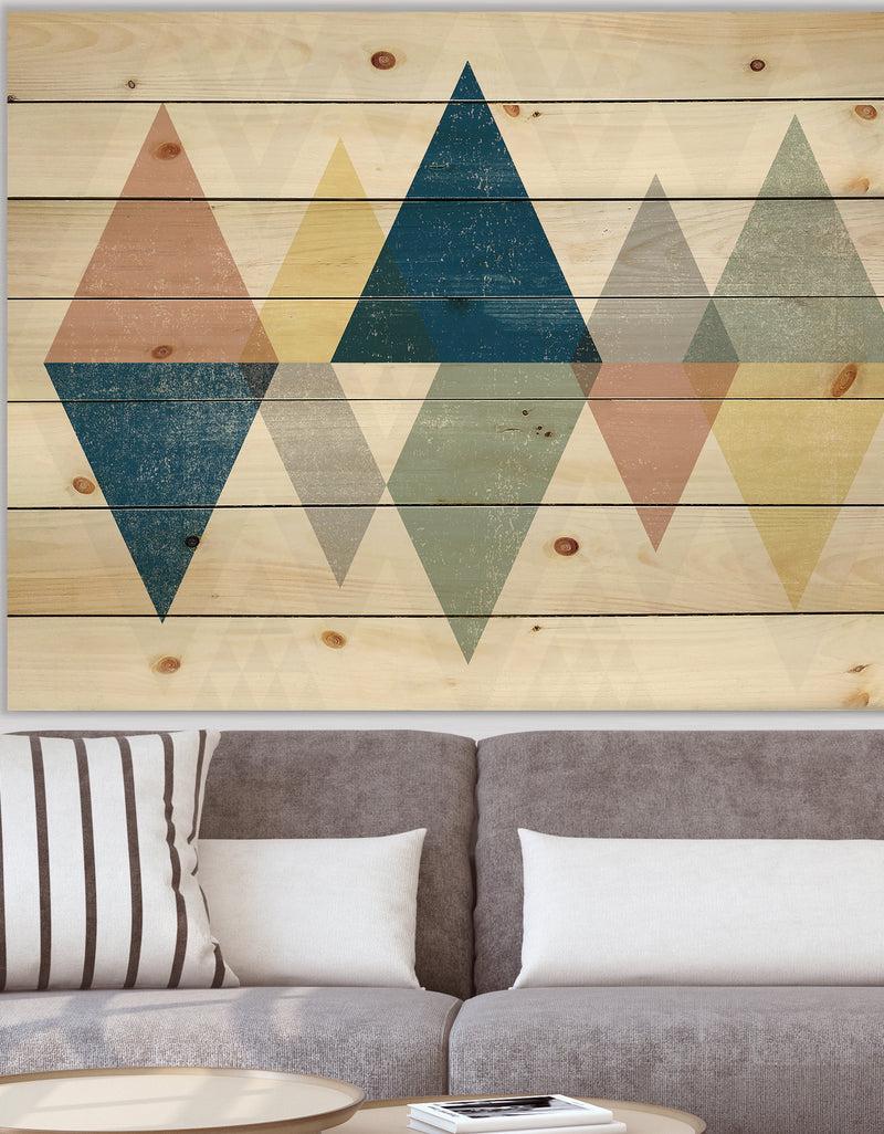 DesignQ Geometrical Composition Triangles III - Modern & Transitional Print on Natural Pine Wood