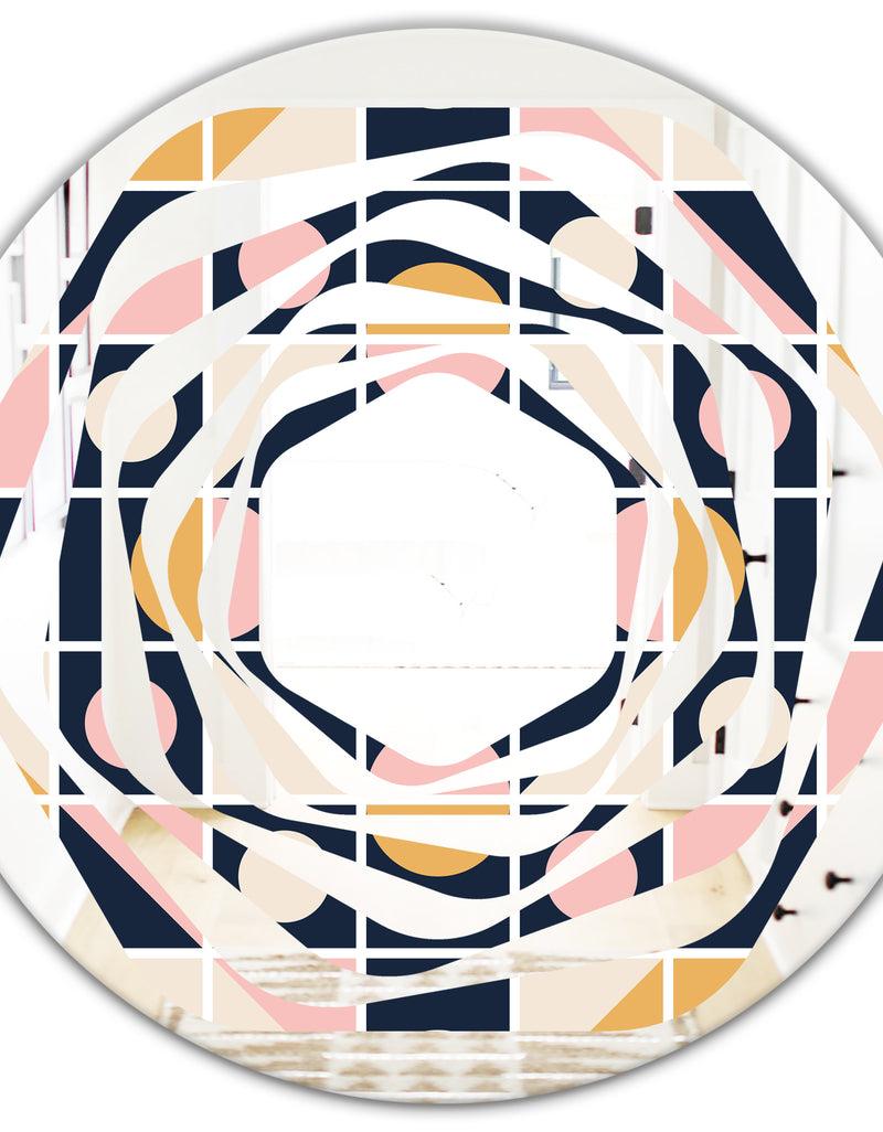 DesignQ Geometrical Retro Design I - Modern Round Or Oval Wall Mirror - Whirl