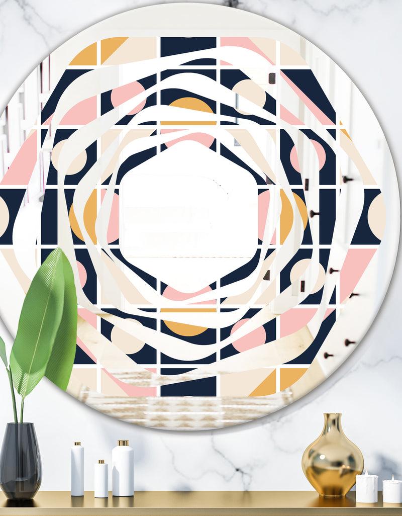 DesignQ Geometrical Retro Design I - Modern Round or Oval Wall Mirror - Whirl