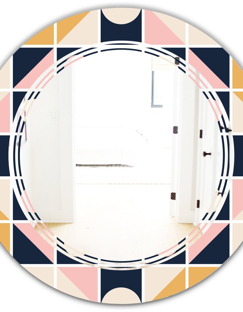 DesignQ Geometrical Retro Design I - Modern Round Or Oval Wall Mirror - Triple C