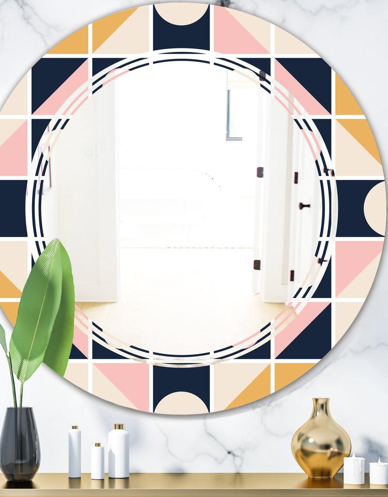 DesignQ Geometrical Retro Design I - Modern Round or Oval Wall Mirror - Triple C