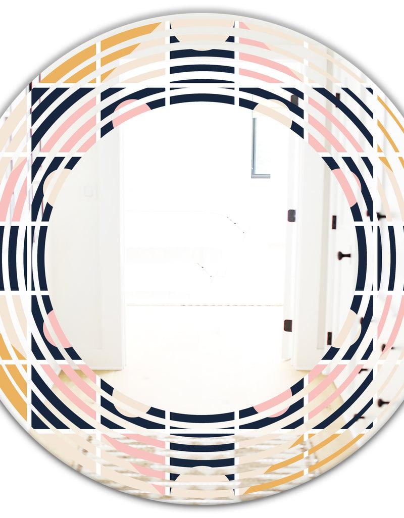 DesignQ Geometrical Retro Design I - Modern Round Or Oval Wall Mirror - Wave