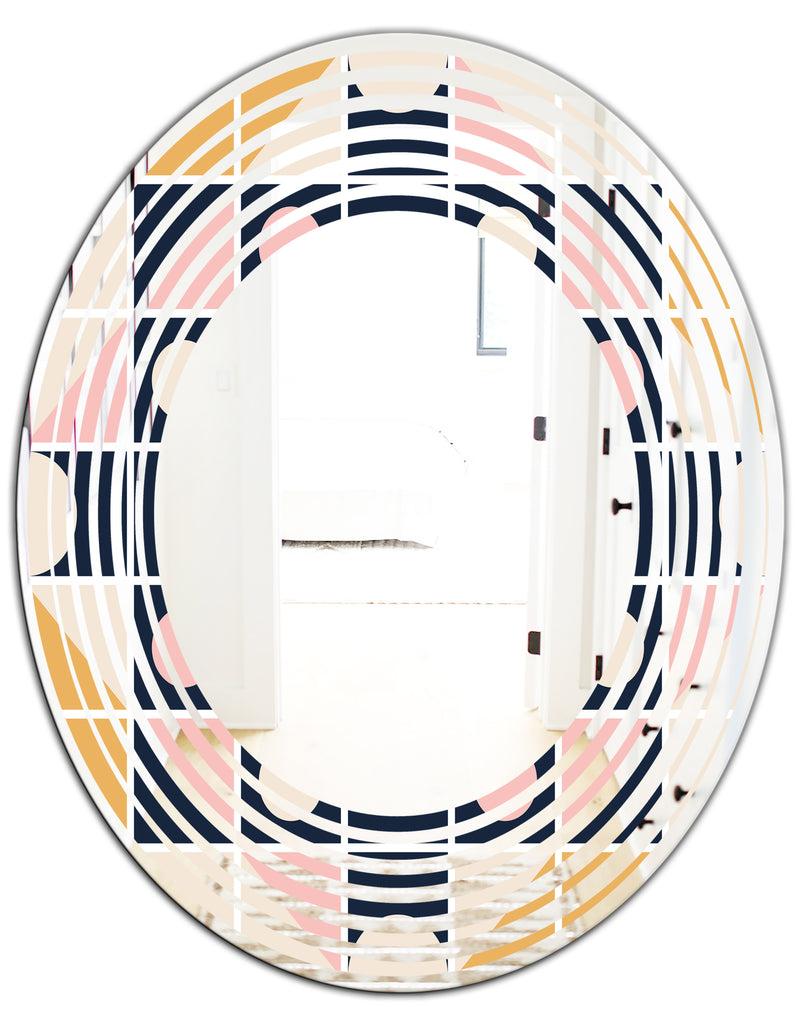 DesignQ Geometrical Retro Design I - Modern Round Or Oval Wall Mirror - Wave