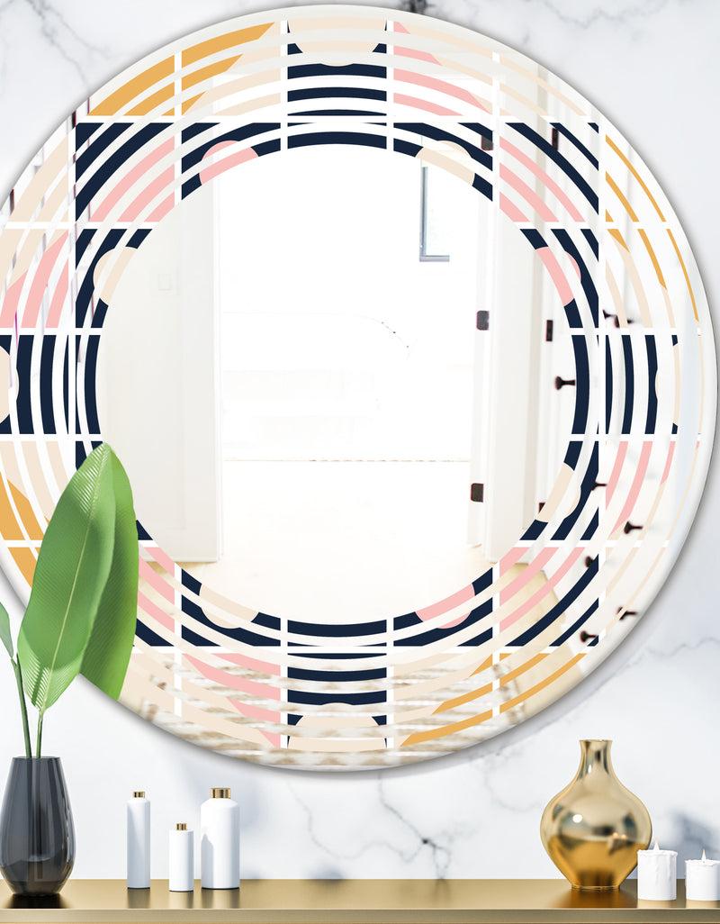 DesignQ Geometrical Retro Design I - Modern Round or Oval Wall Mirror - Wave