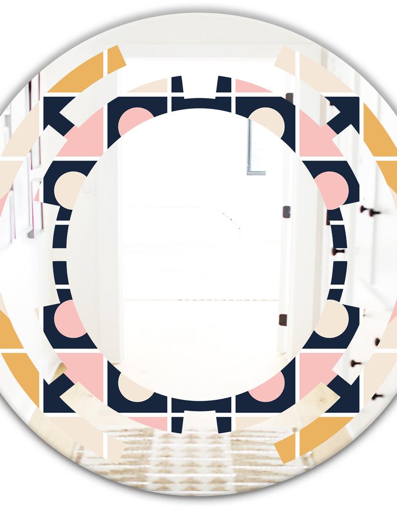 DesignQ Geometrical Retro Design I - Modern Round Or Oval Wall Mirror - Space