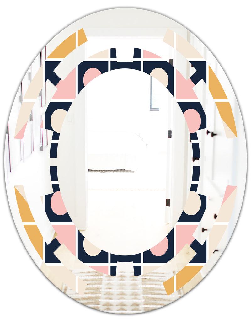 DesignQ Geometrical Retro Design I - Modern Round Or Oval Wall Mirror - Space