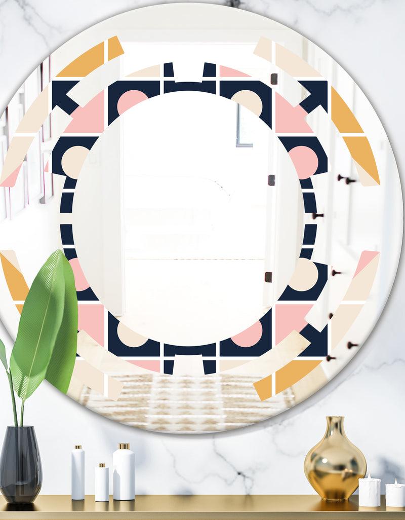 DesignQ Geometrical Retro Design I - Modern Round or Oval Wall Mirror - Space