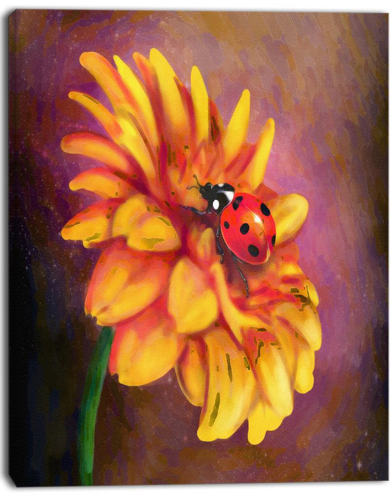 DesignQ Gerber And Ladybird Watercolor - Extra Large Floral Canvas Art