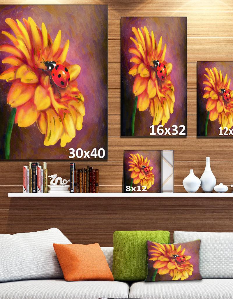 DesignQ Gerber And Ladybird Watercolor - Extra Large Floral Canvas Art