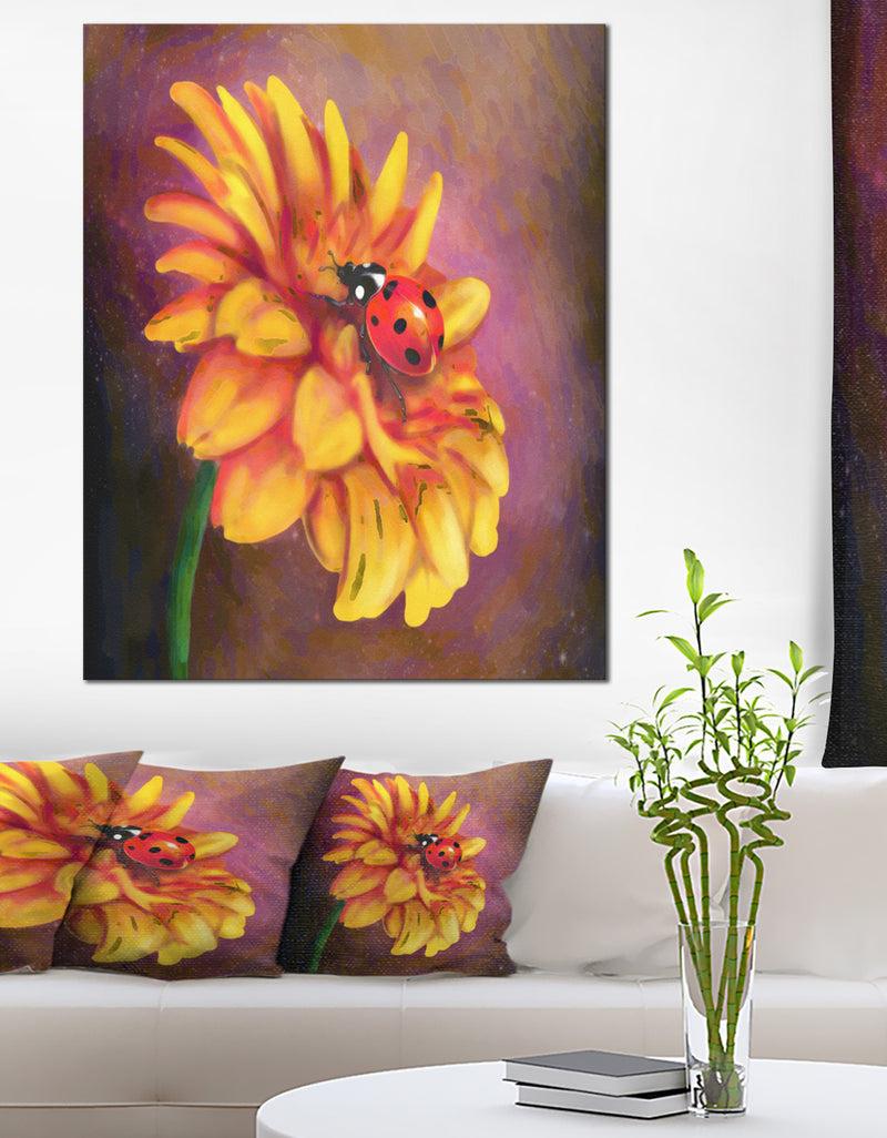 DesignQ Gerber and Ladybird Watercolor - Extra Large Floral Canvas Art