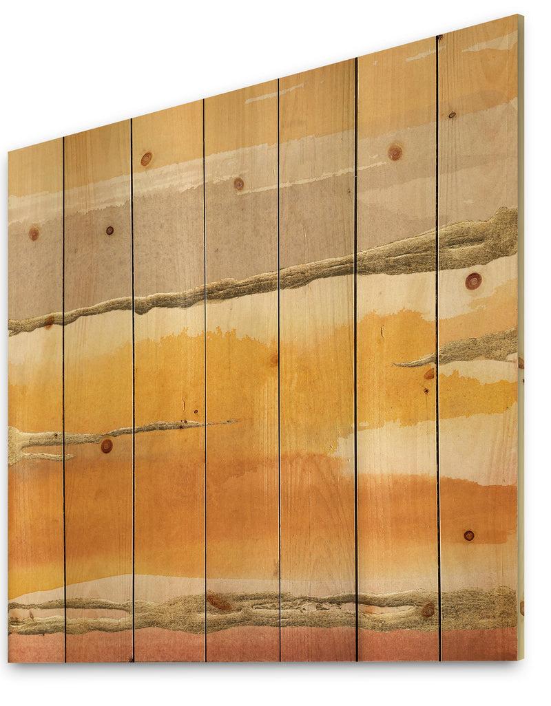 DesignQ Gilded Amber II - Modern & Contemporary Print On Natural Pine Wood