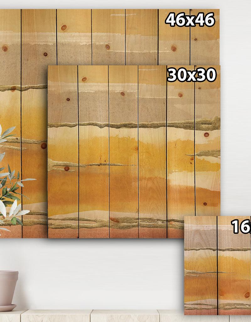 DesignQ Gilded Amber II - Modern & Contemporary Print On Natural Pine Wood