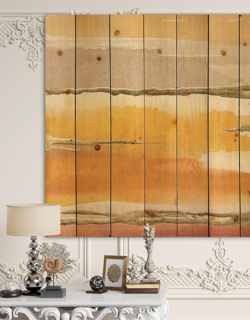 DesignQ Gilded Amber II - Modern & Contemporary Print on Natural Pine Wood