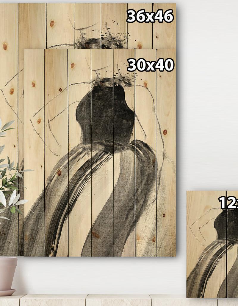DesignQ Glam And Fashion Feminine II - Fashion Figures Print On Natural Pine Wood