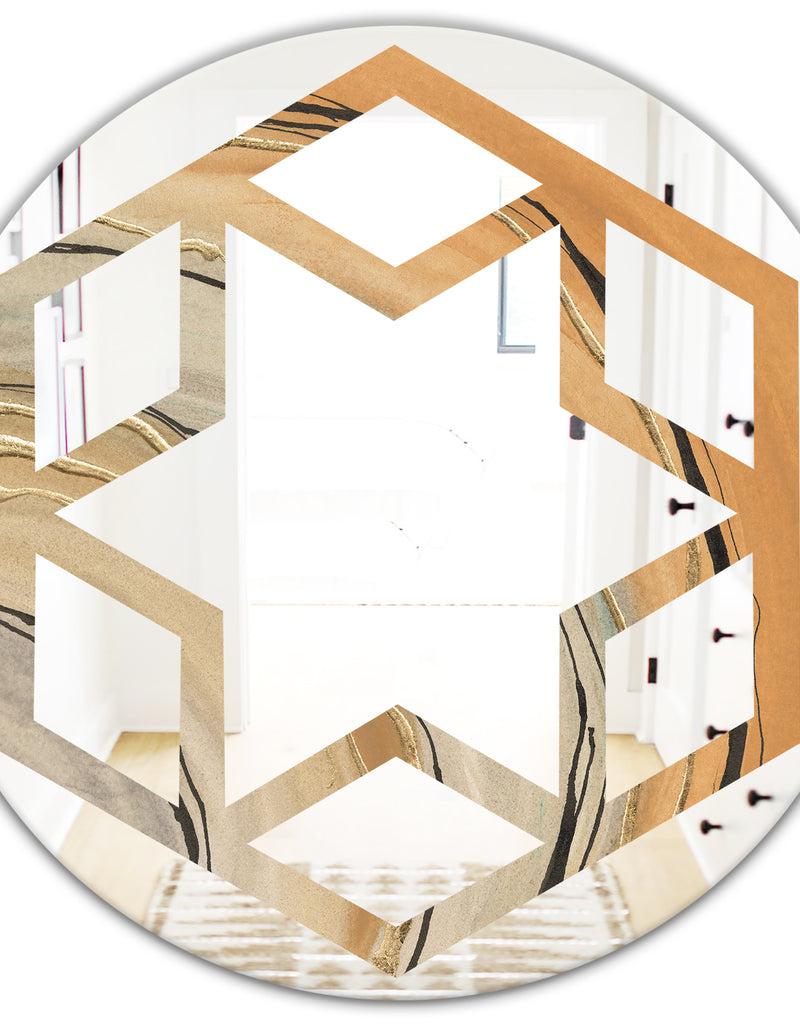 DesignQ Glam Canion II - Modern Round Or Oval Wall Mirror - Hexagon Star