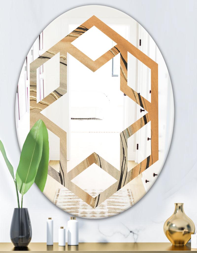 DesignQ Glam Canion II - Modern Round Or Oval Wall Mirror - Hexagon Star