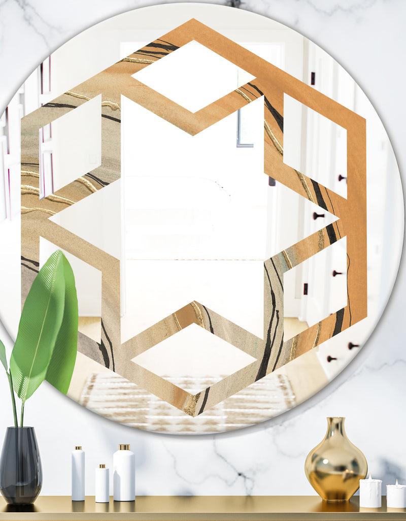 DesignQ Glam Canion II - Modern Round or Oval Wall Mirror - Hexagon Star