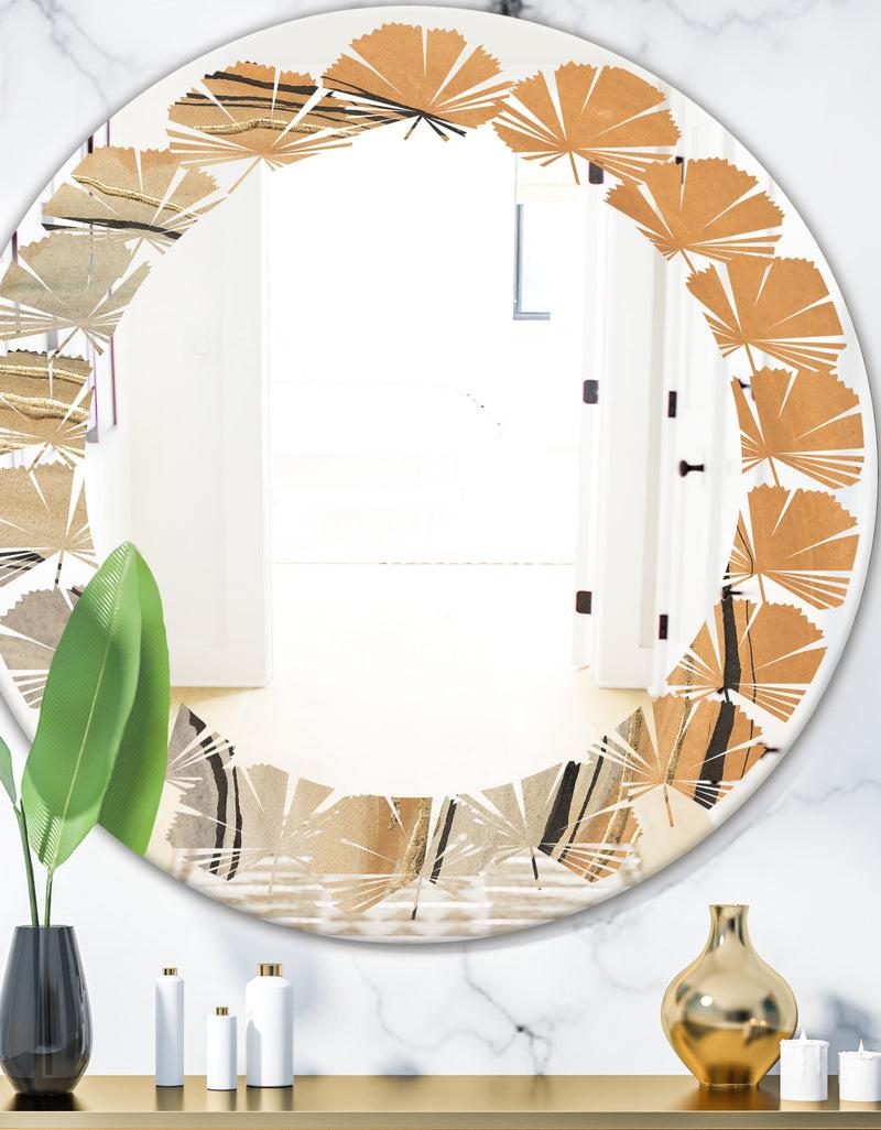 DesignQ Glam Canion II - Modern Round or Oval Wall Mirror - Leaves