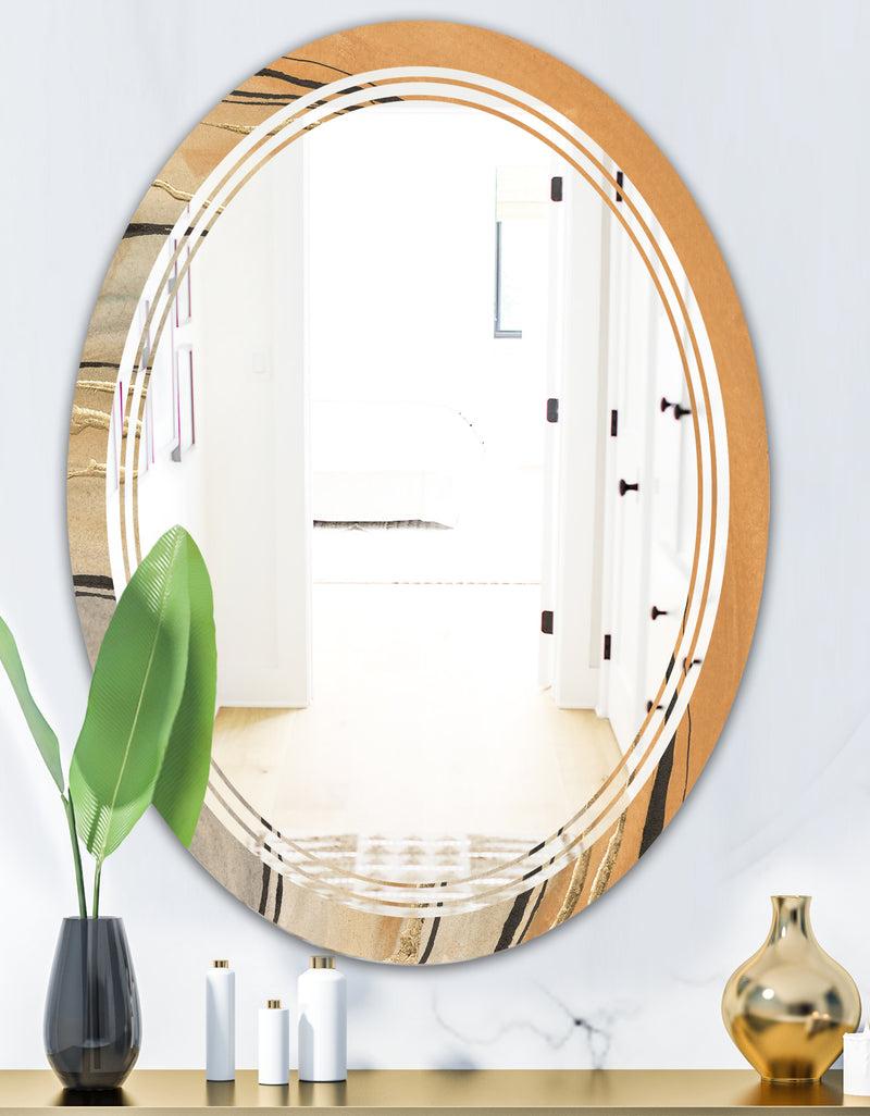 DesignQ Glam Canion II - Modern Round Or Oval Wall Mirror - Triple C