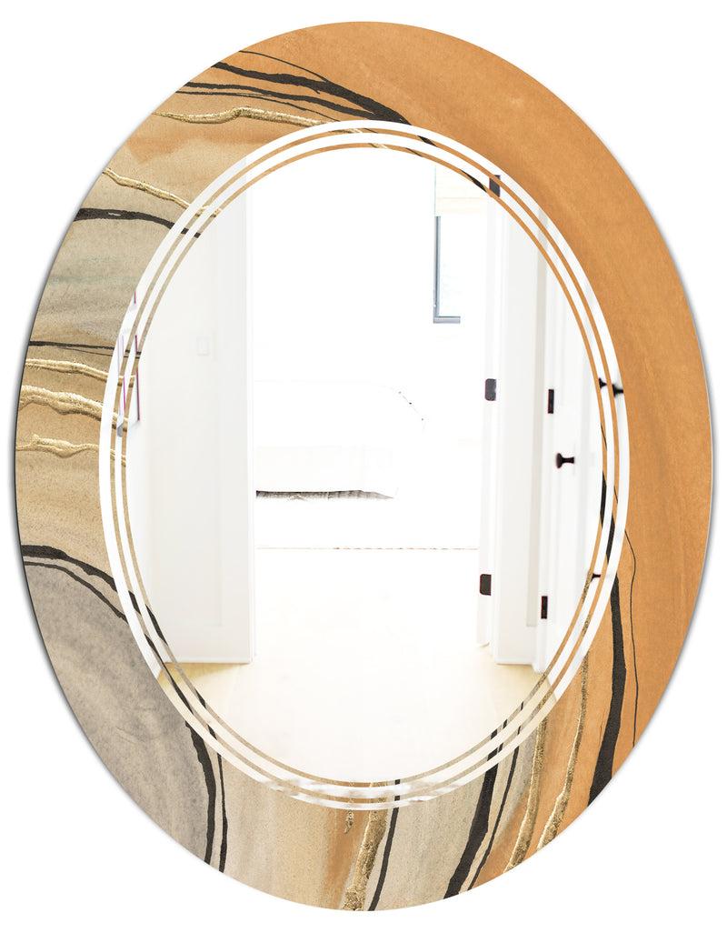 DesignQ Glam Canion II - Modern Round Or Oval Wall Mirror - Triple C
