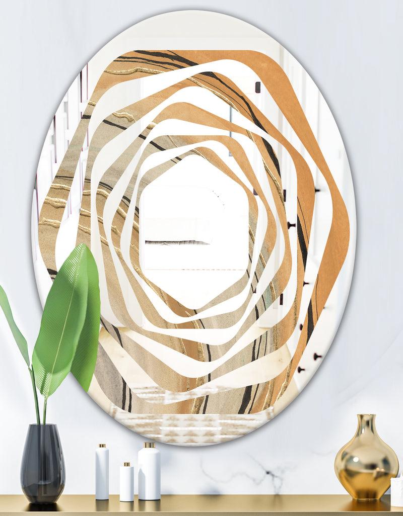 DesignQ Glam Canion II - Modern Round Or Oval Wall Mirror - Whirl
