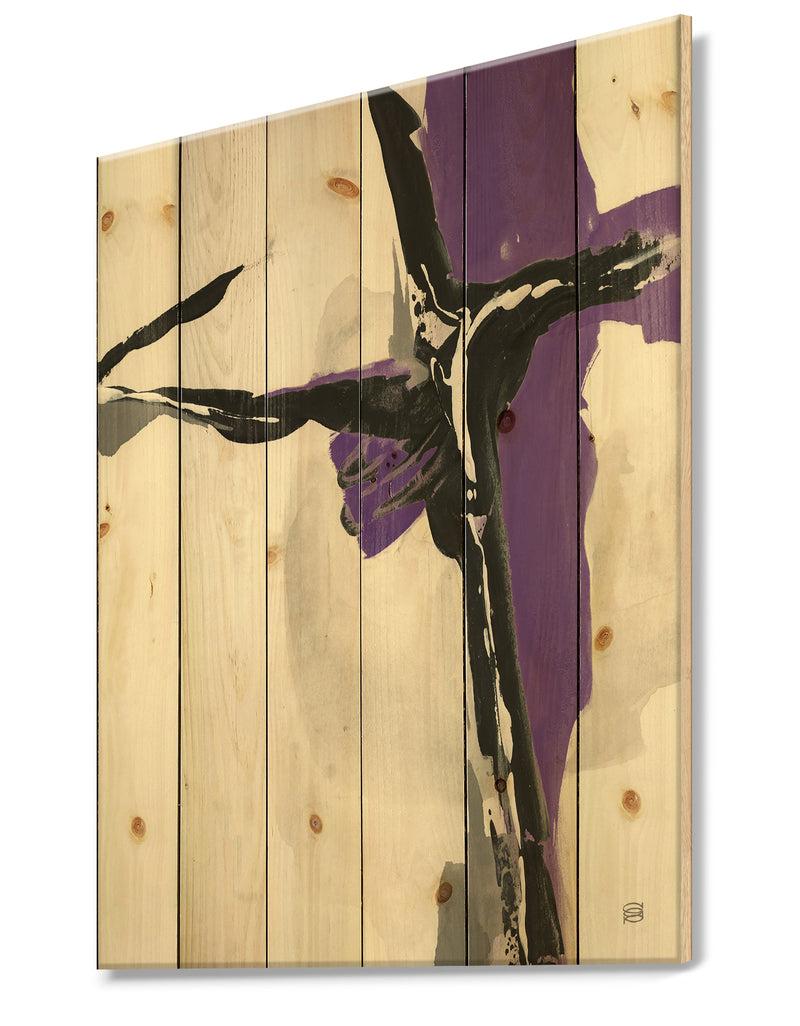 DesignQ Glam Cerulean I - Transitional Print On Natural Pine Wood