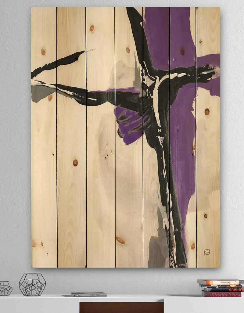 DesignQ Glam Cerulean I - Transitional Print on Natural Pine Wood