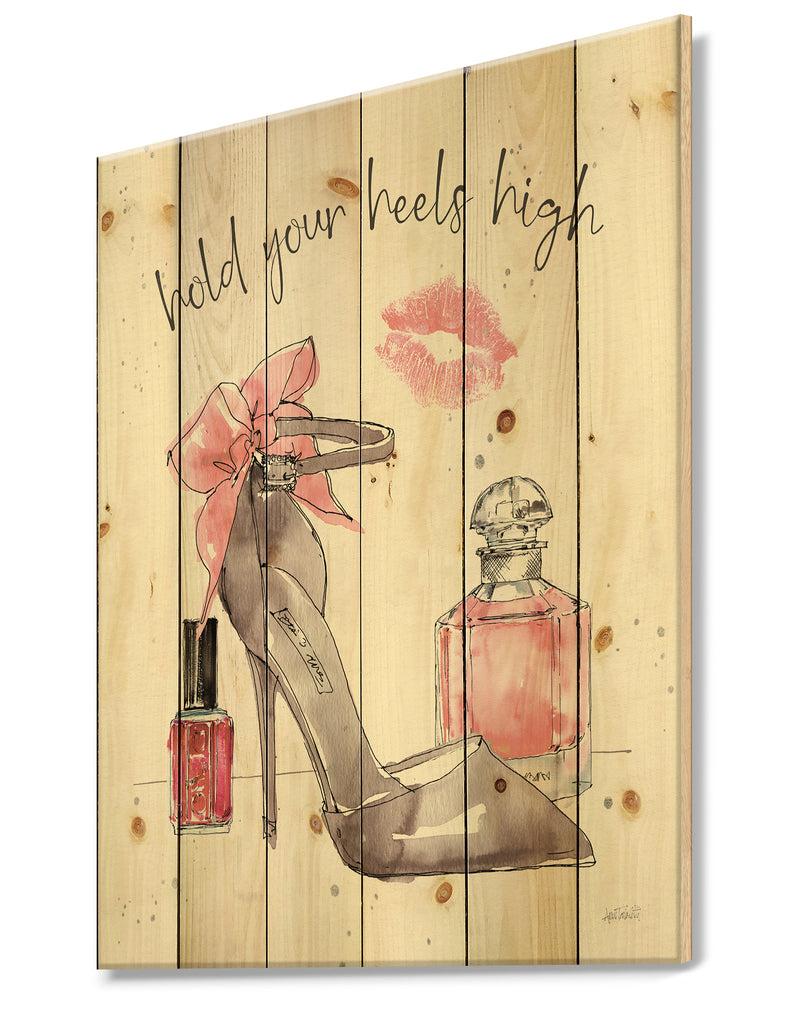 DesignQ Glam Chic Accents IV - Fashion Print On Natural Pine Wood