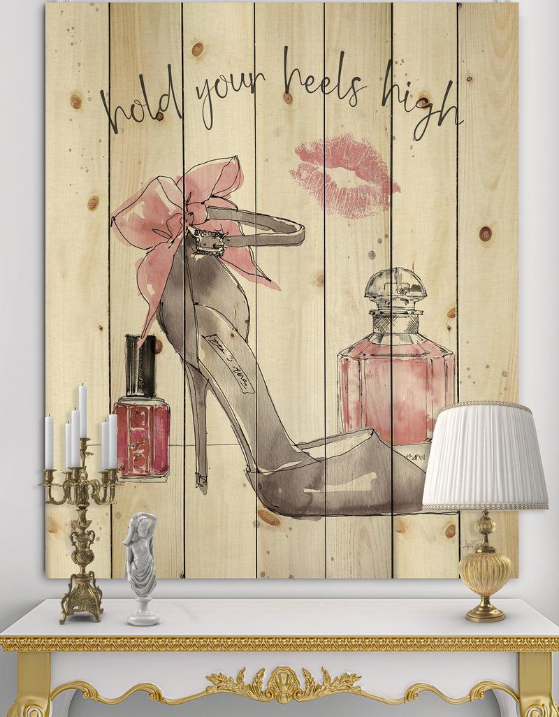 DesignQ Glam Chic Accents IV - Fashion Print on Natural Pine Wood