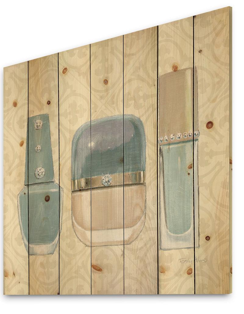 DesignQ Glam Cosmetics Blue Accessories - Fashion Print On Natural Pine Wood