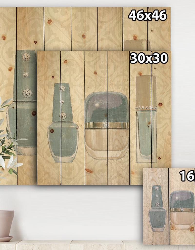 DesignQ Glam Cosmetics Blue Accessories - Fashion Print On Natural Pine Wood