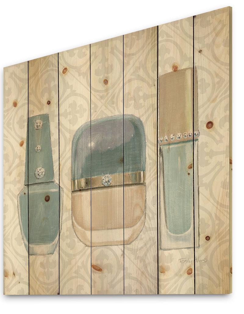 DesignQ Glam Cosmetics Blue Accessories - Posh & Luxe Print On Natural Pine Wood