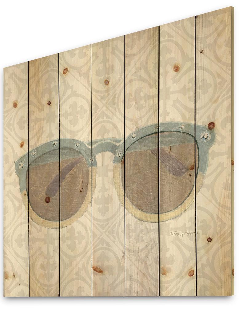 DesignQ Glam Cosmetics Blue Sun Glasses - Posh & Luxe Print On Natural Pine Wood