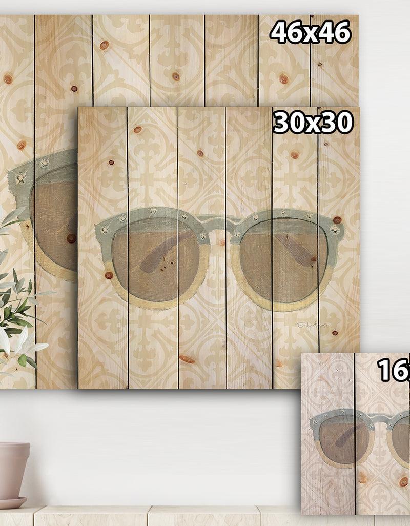 DesignQ Glam Cosmetics Blue Sun Glasses - Posh & Luxe Print On Natural Pine Wood