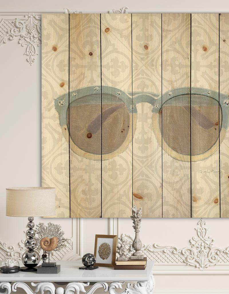 DesignQ Glam cosmetics Blue Sun Glasses - Posh & Luxe Print on Natural Pine Wood