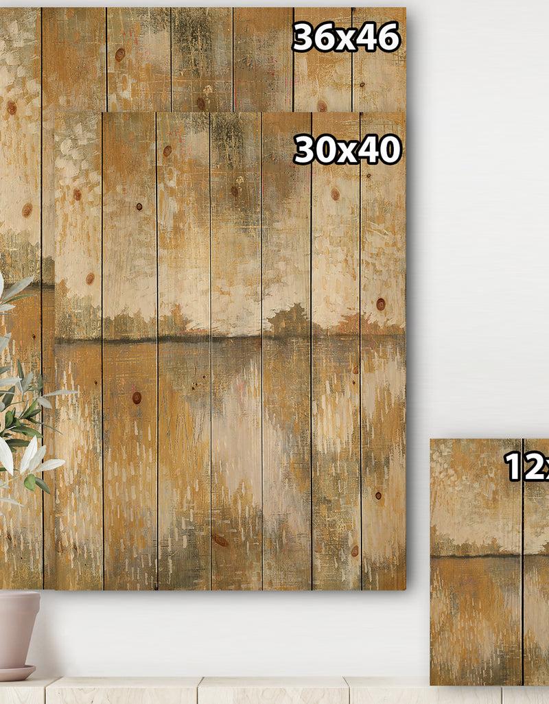 DesignQ Glam Cream And Brown Curious Sky - Modern Print On Natural Pine Wood