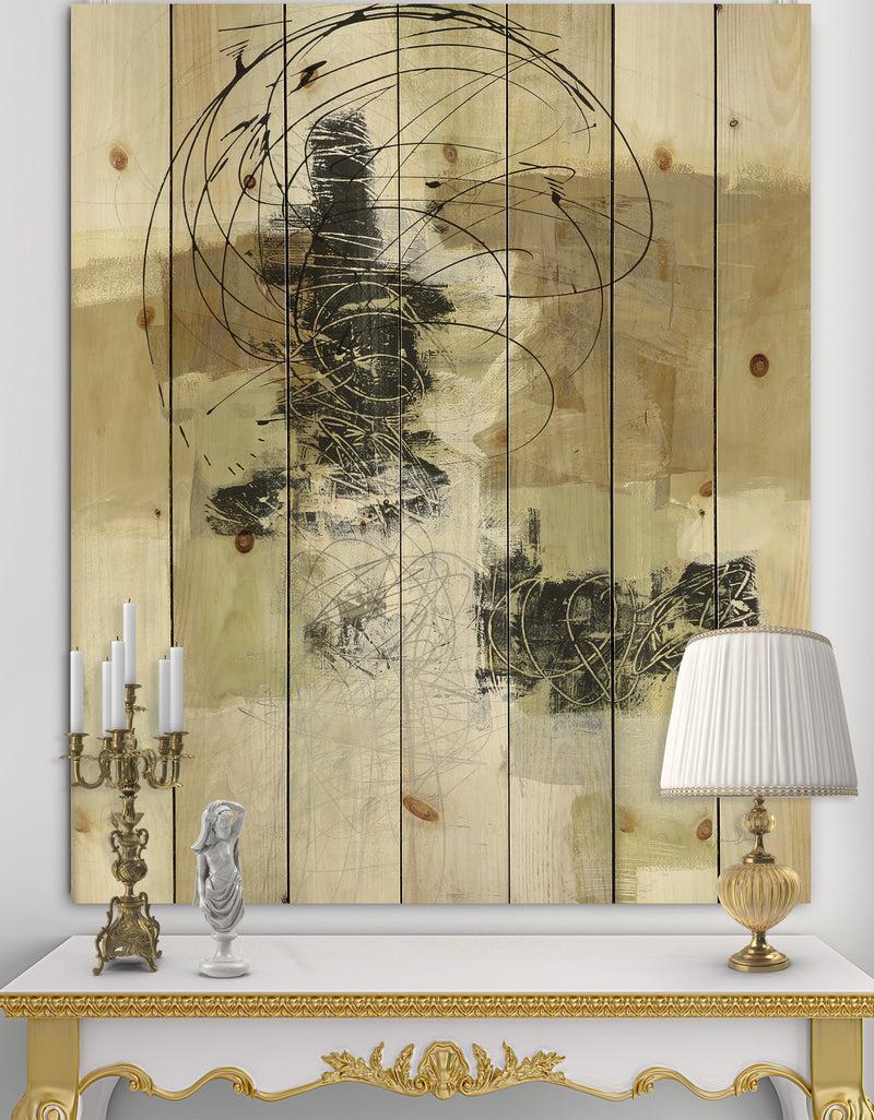 DesignQ Glam Cream Dream I - Modern & Contemporary Print on Natural Pine Wood