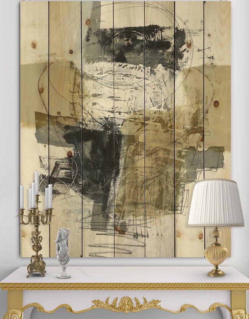 DesignQ Glam Cream Dream II - Modern & Contemporary Print on Natural Pine Wood