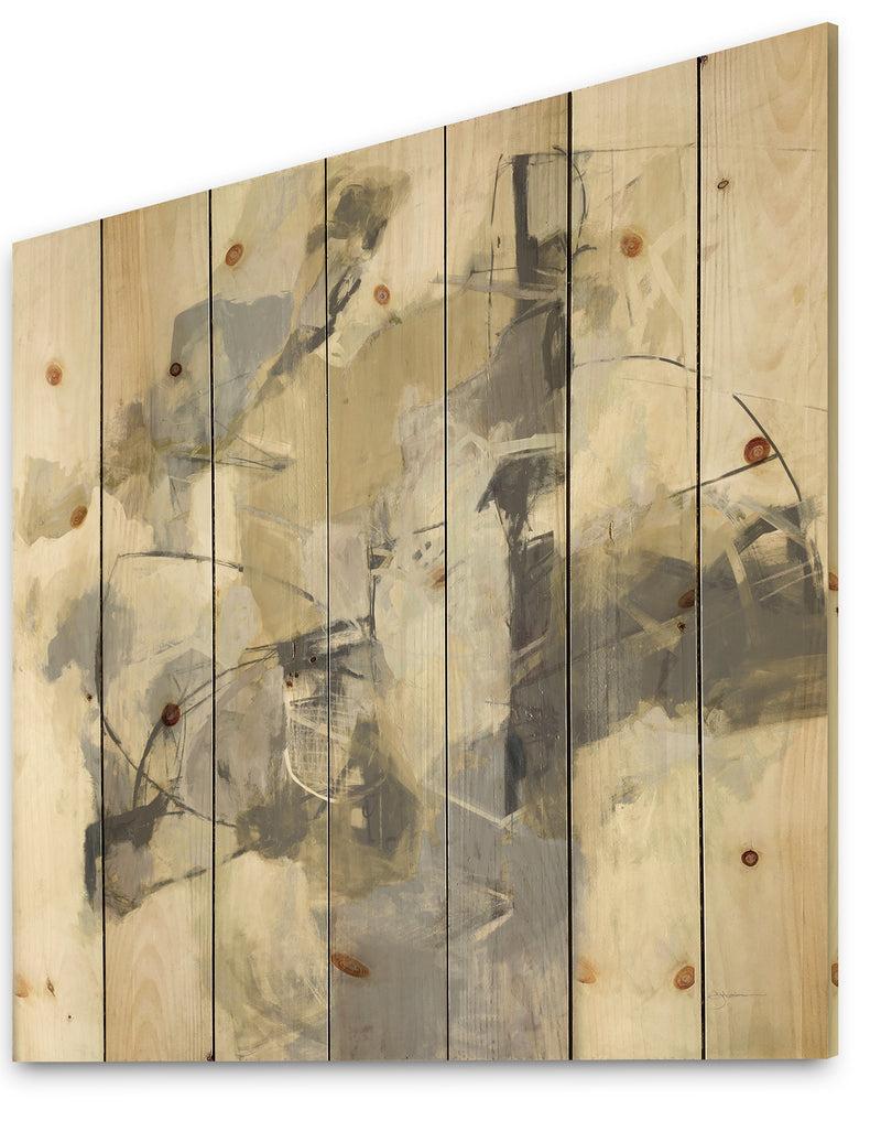 DesignQ Glam Cream Dream III - Modern & Contemporary Print On Natural Pine Wood