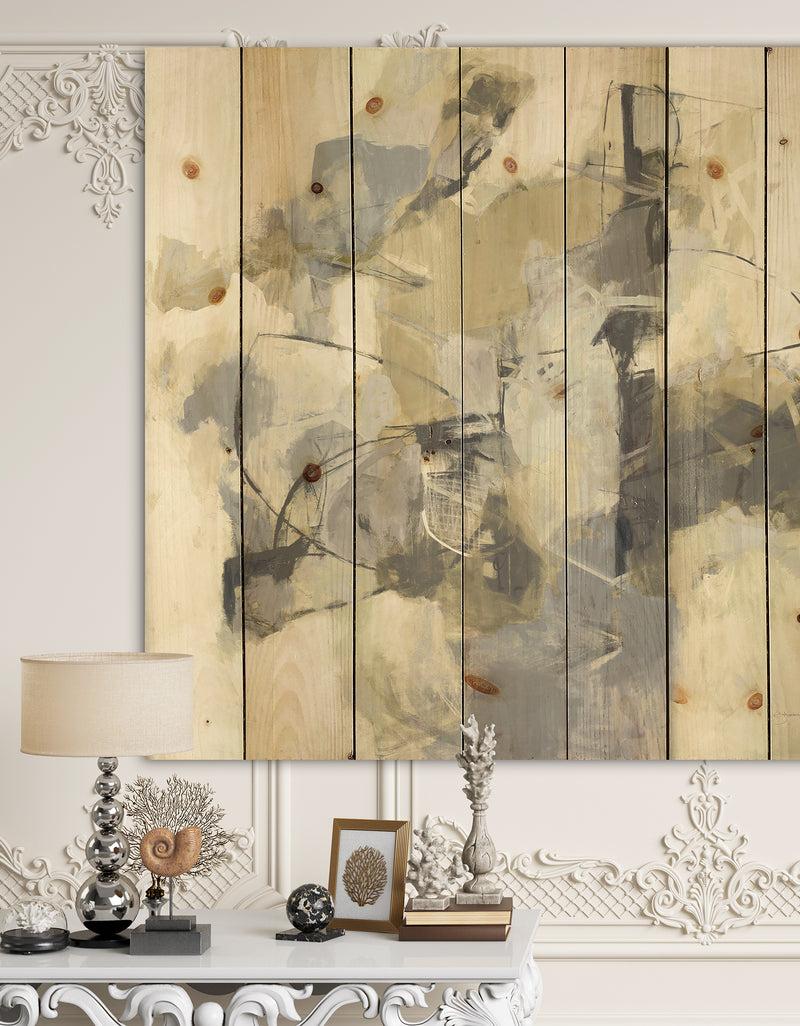 DesignQ Glam Cream Dream III - Modern & Contemporary Print on Natural Pine Wood