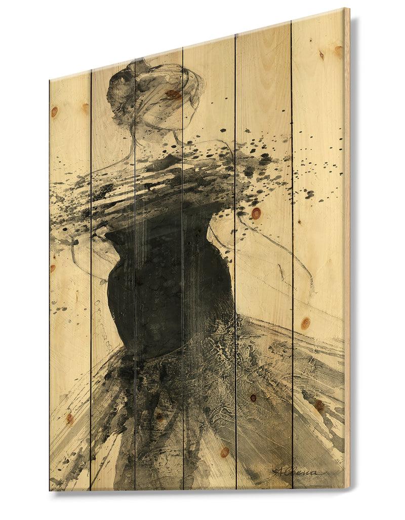 DesignQ Glam Dancing I - Fashion Figures Print On Natural Pine Wood