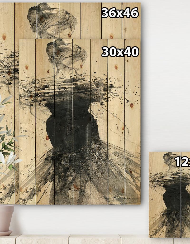 DesignQ Glam Dancing I - Fashion Figures Print On Natural Pine Wood