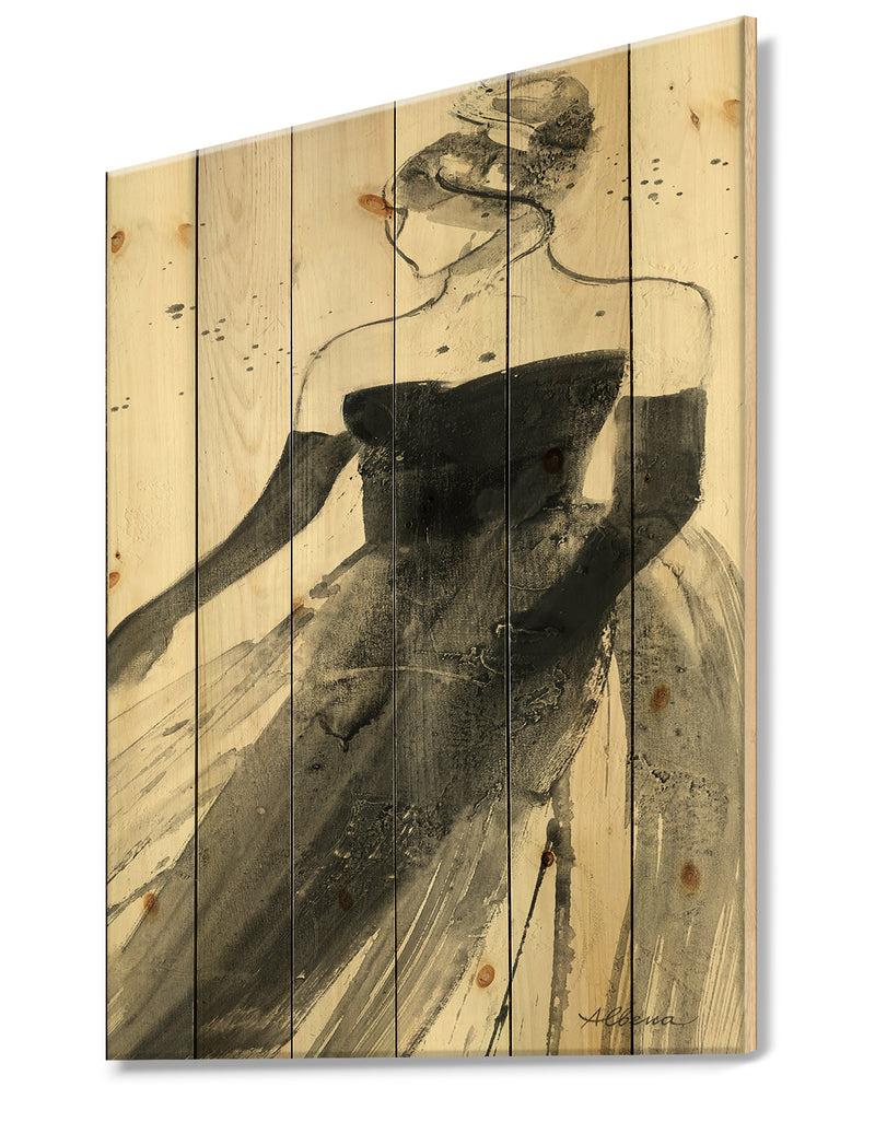 DesignQ Glam Dancing II - Fashion Figures Print On Natural Pine Wood
